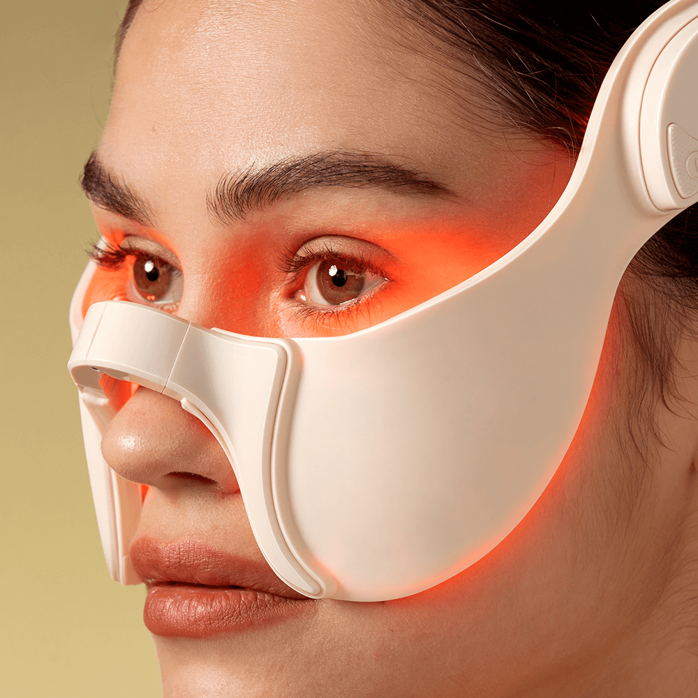 Red light therapy for face, using LED technology to reduce wrinkles, improve skin tone, and stimulate collagen production