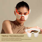 LED facial mask for anti-aging, using red light therapy to rejuvenate skin and improve elasticity 