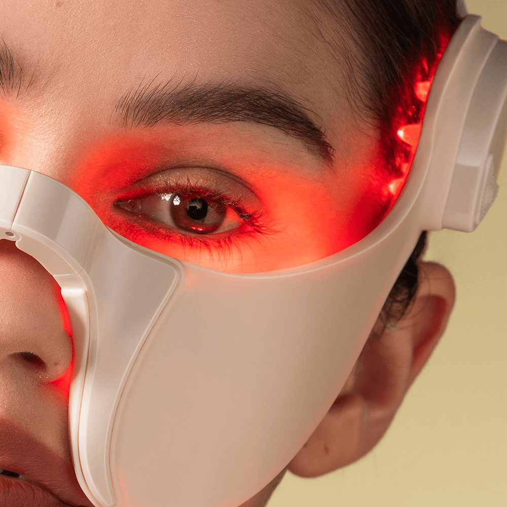 Facial red light therapy device for anti-aging and skin renewal through non-invasive LED treatment