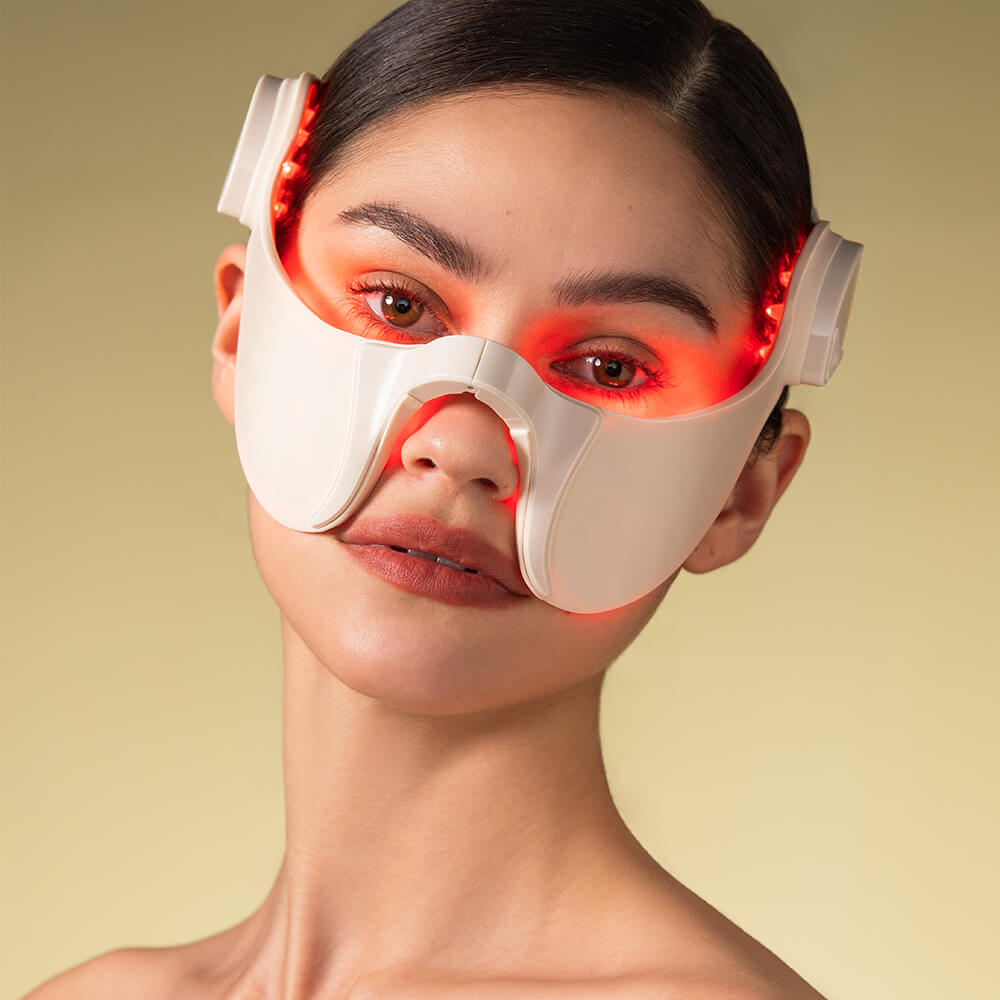Facial red light therapy device for anti-aging and skin renewal through non-invasive LED treatment