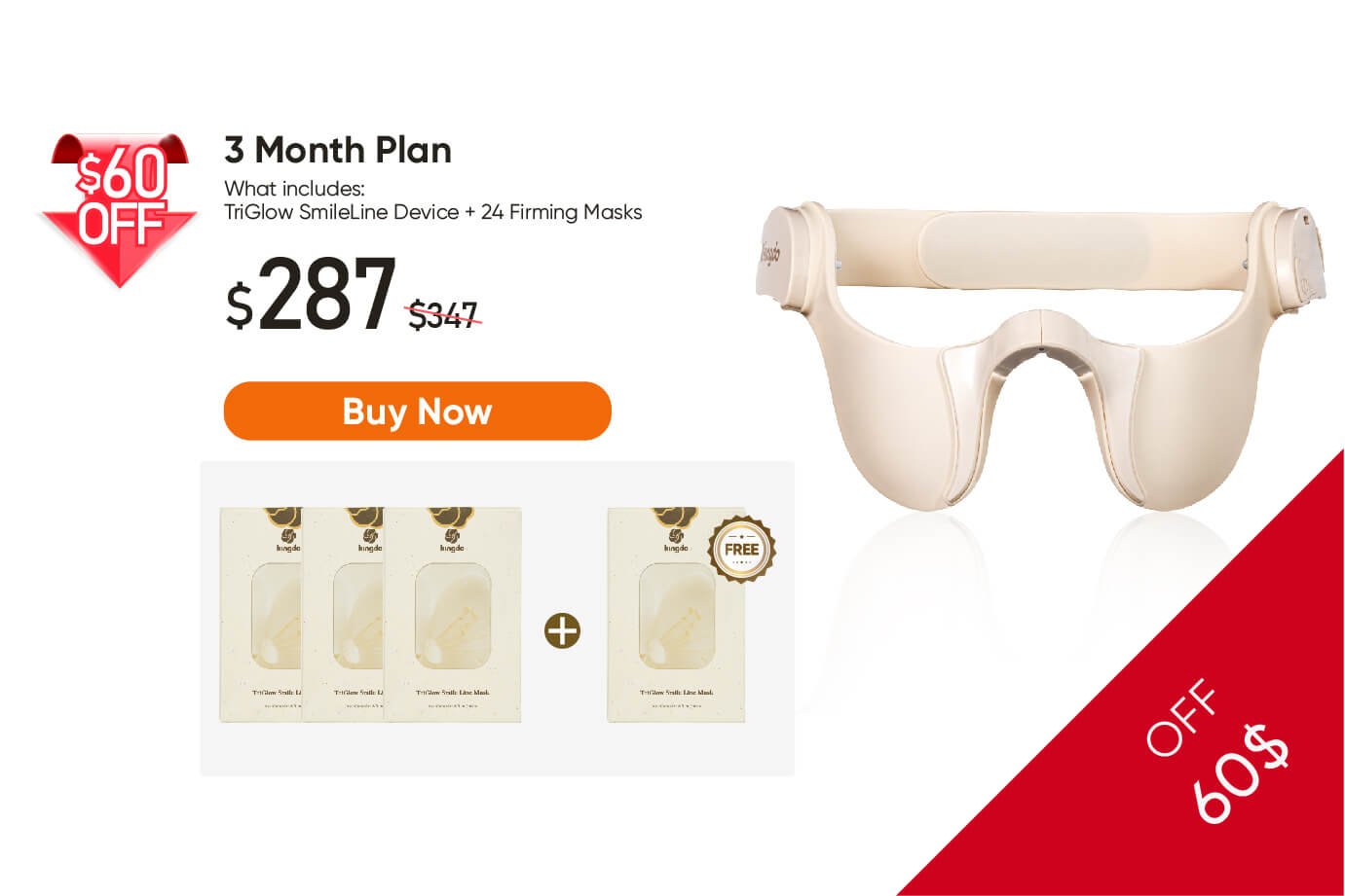 Red light therapy mask for face, designed to reduce wrinkles and promote collagen production